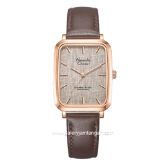 Alexandre Christie AC 8699 MH Brown Rosegold Leather Strap