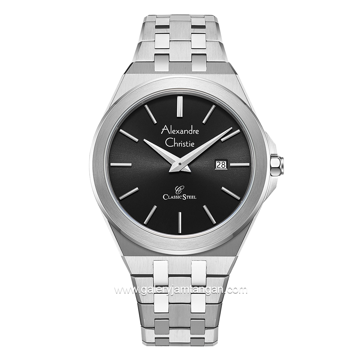Alexandre Christie AC 8700 MD Silver Dial Black Stainless Steel