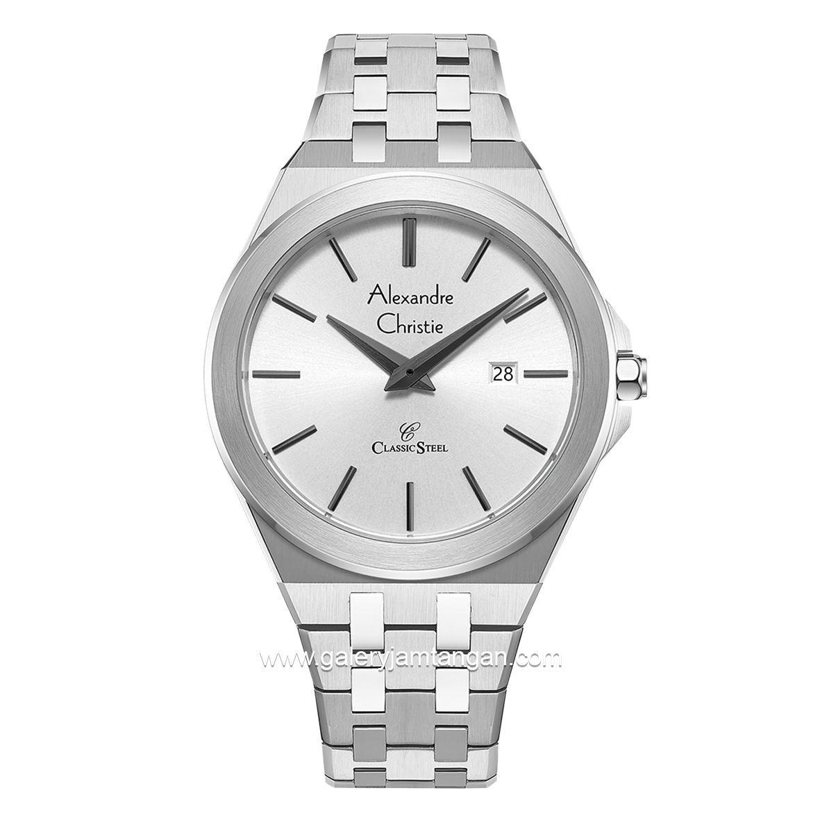 Alexandre Christie AC 8700 MD Silver Dial White Stainless Steel