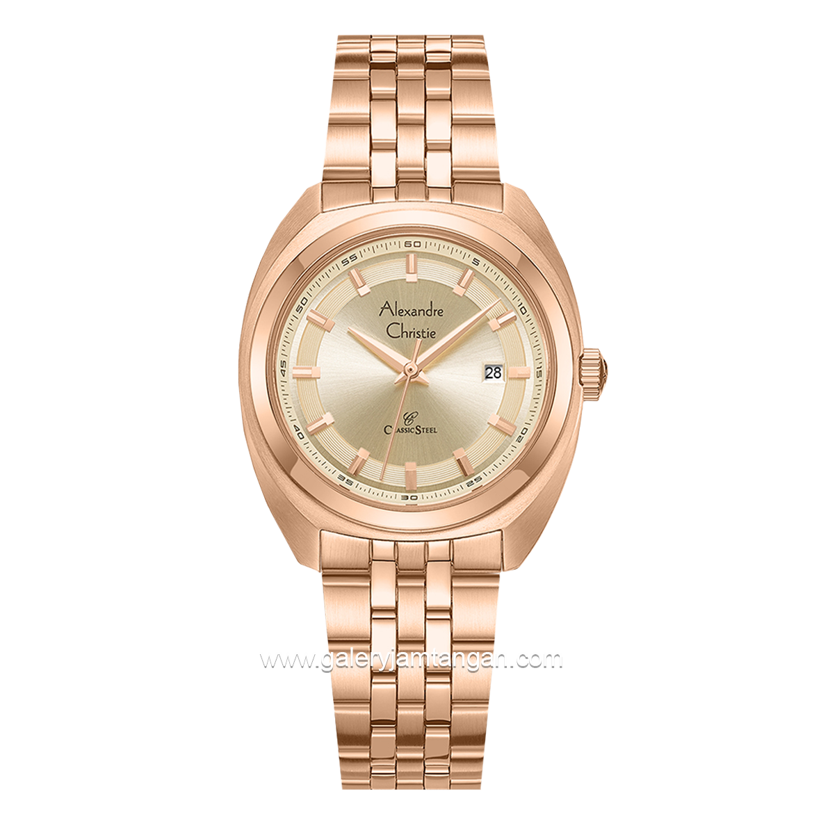 Alexandre Christie AC 8702 LD Full Rosegold Stainless Steel Strap