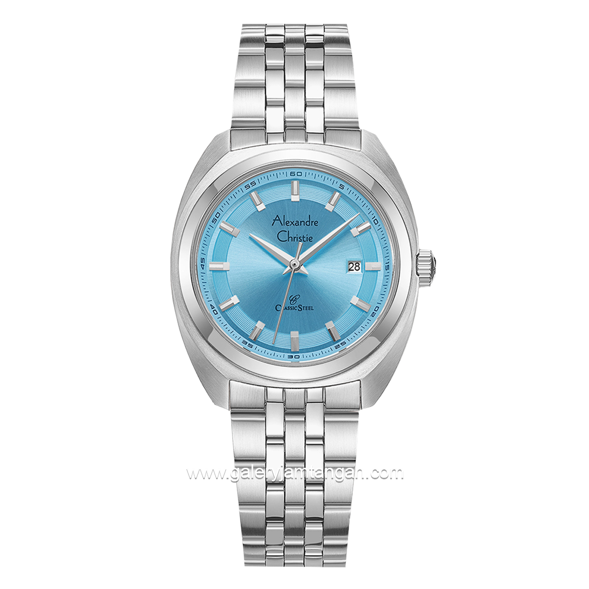 Alexandre Christie AC 8702 LD Silver Dial Blue Stainless Steel Strap