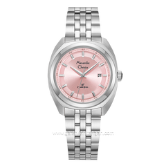 Alexandre Christie AC 8702 LD Silver Dial Pink Stainless Steel Strap