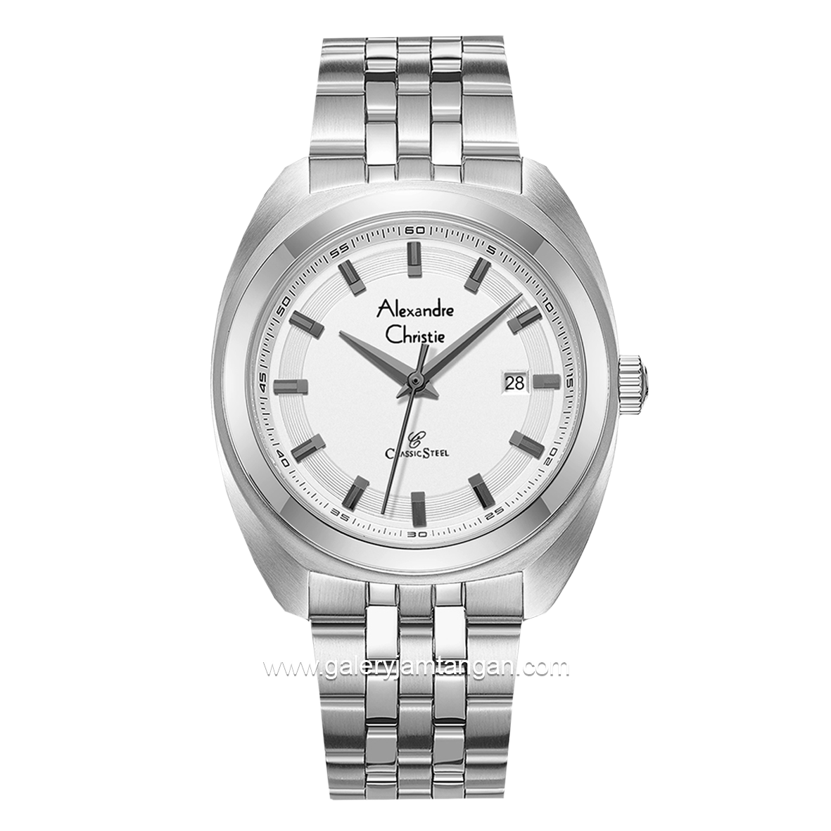 Alexandre Christie AC 8702 MD Silver Dial White Stainless Steel Strap