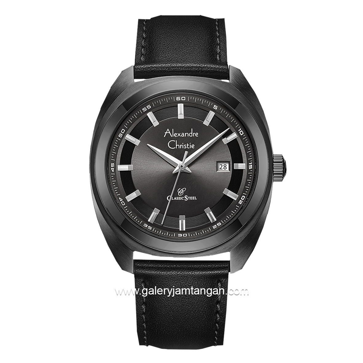 Alexandre Christie AC 8702 MD Full Black Leather Strap