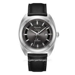 Alexandre Christie AC 8702 MD Black Silver Leather Strap