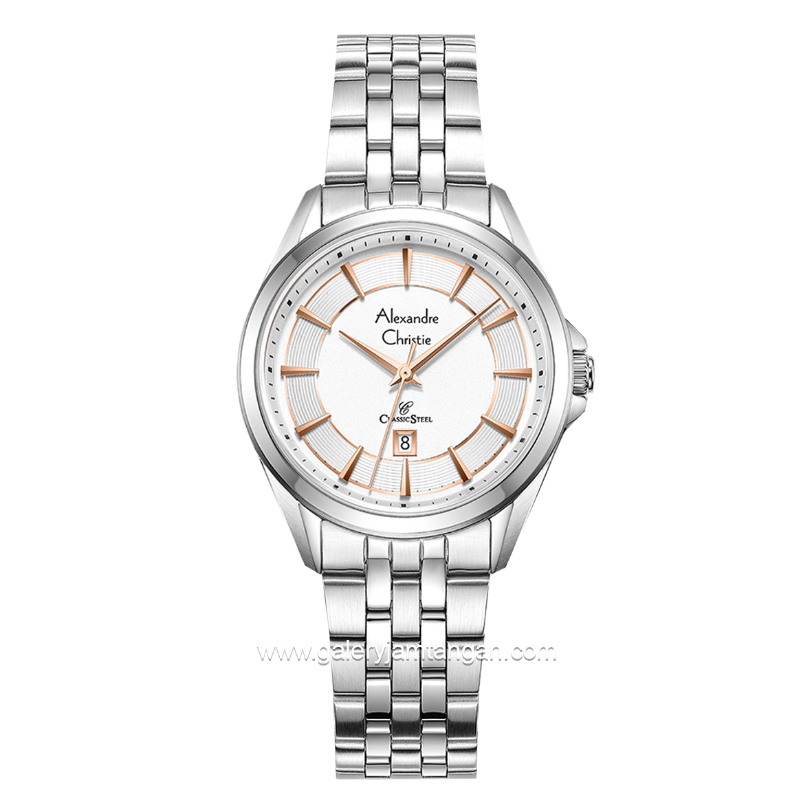 Alexandre Christie AC 8703 LD Silver List Rosegold Stainless Steel