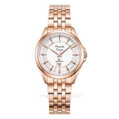 Alexandre Christie AC 8703 LD Rosegold Dial White Stainless Steel