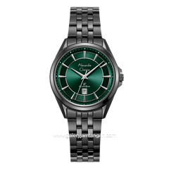 Alexandre Christie AC 8703 LD Black Dial Green Stainless Steel