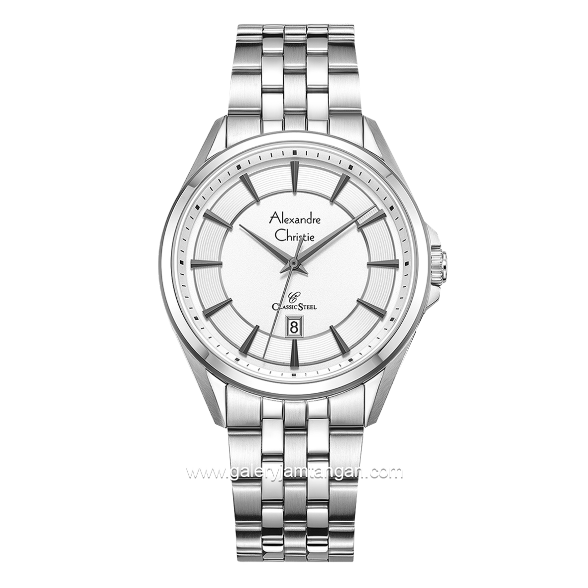Alexandre Christie AC 8703 MD Silver Dial White Stainless Steel