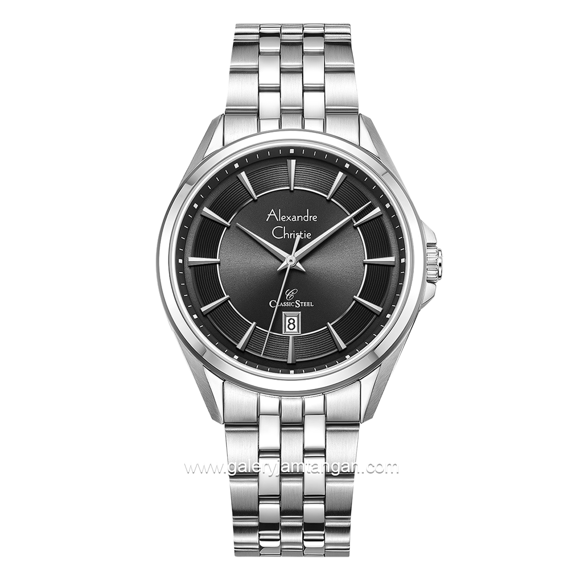 Alexandre Christie AC 8703 MD Silver Dial Black Stainless Steel