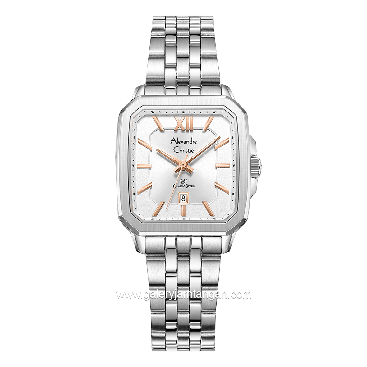 Alexandre Christie AC 8704 LD Silver Dial White Stainless Steel