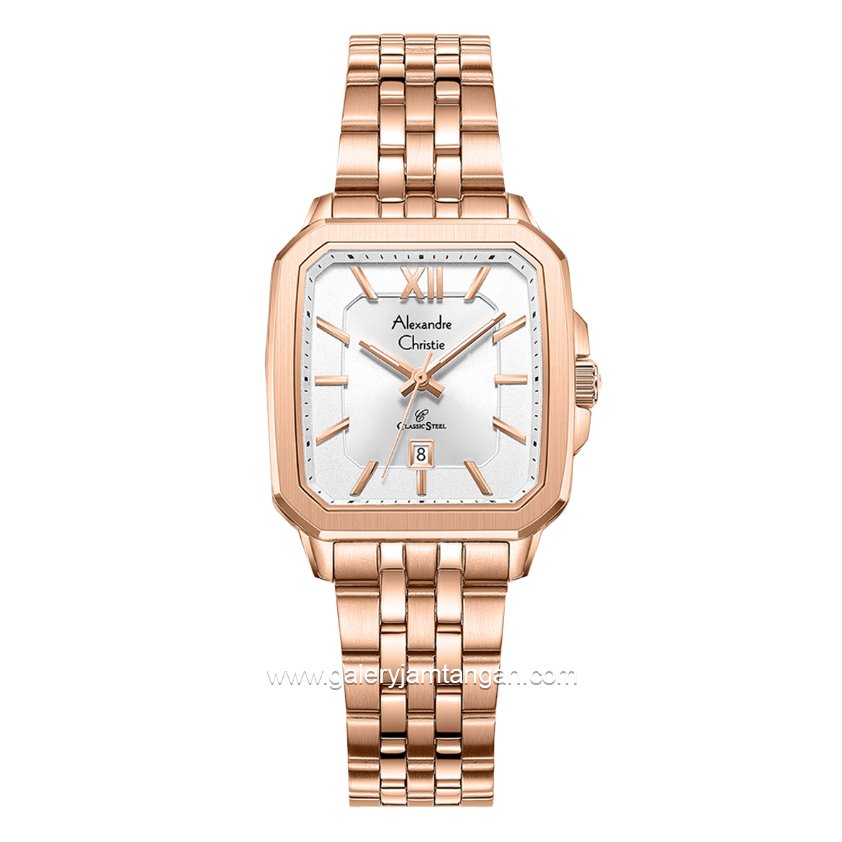 Alexandre Christie AC 8704 LD Rosegold Dial White Stainless Steel