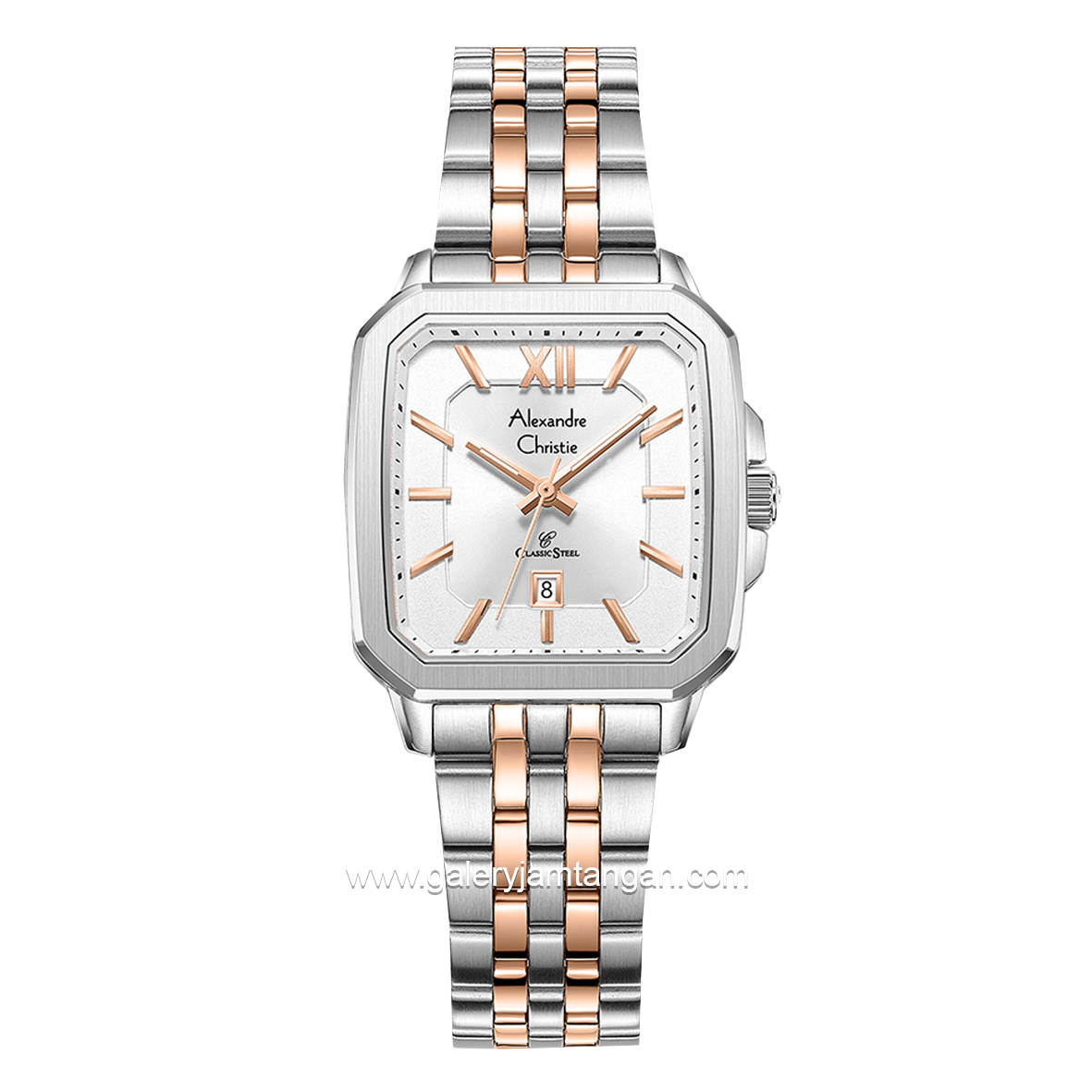 Alexandre Christie AC 8704 LD Silver Combinasi Rosegold Stainless Steel