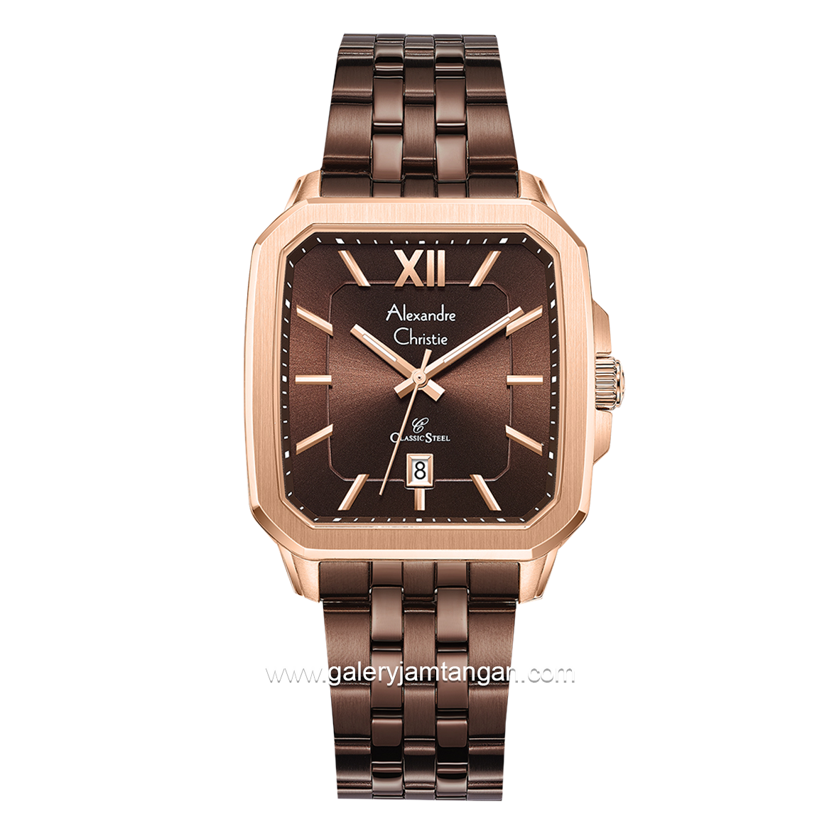 Alexandre Christie AC 8704 MD Brown Rosegold Stainless Steel