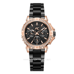 Alexandre Christie Collection AC 9205 BF Black Rosegold Dial Black Stainless Steel Strap
