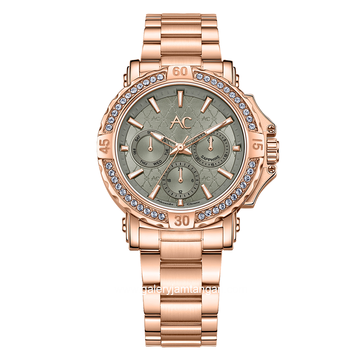 Alexandre Christie Collection AC 9205 BF Rosegold Dial Green Stainless Steel Strap