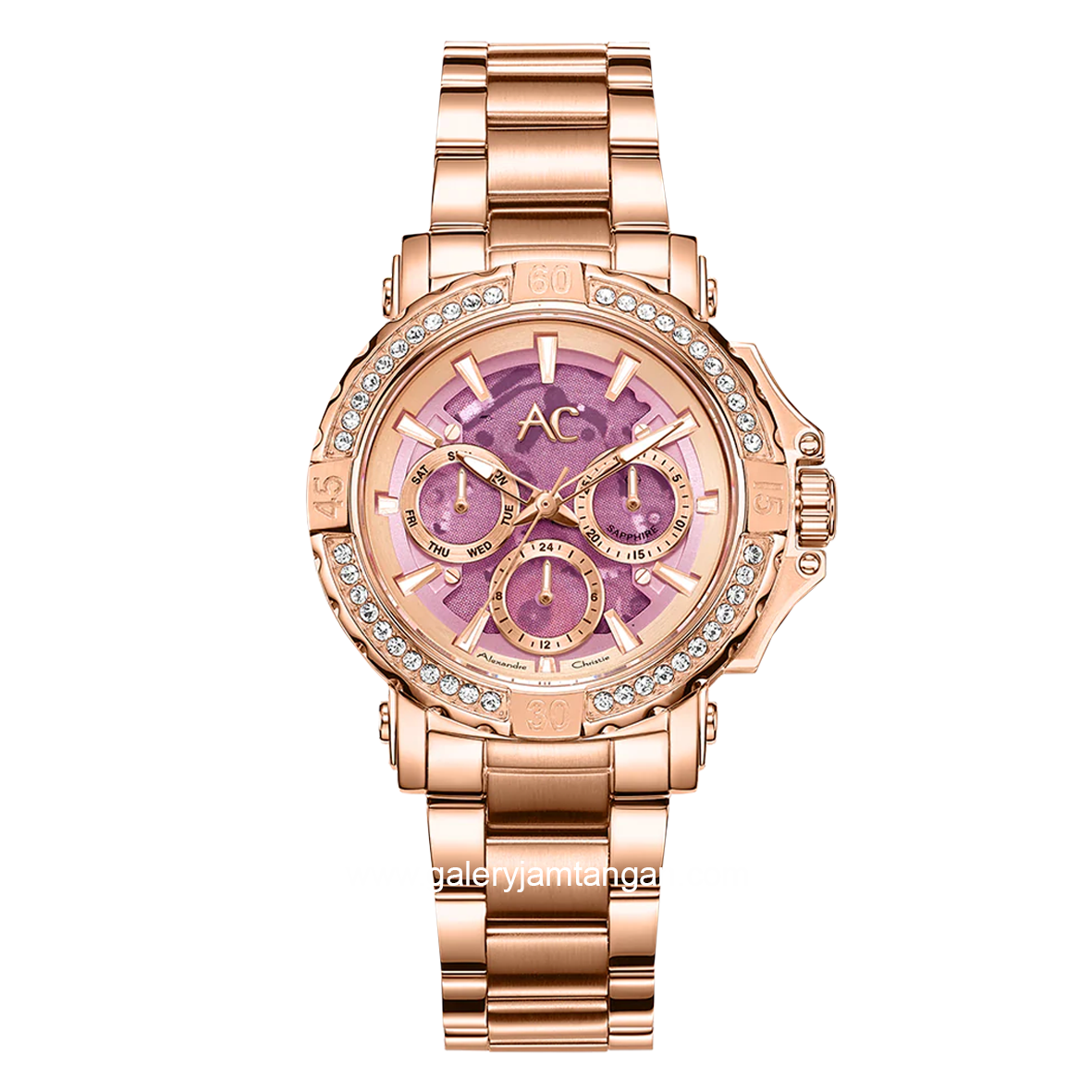 Alexandre Christie Collection AC 9205 BF Rosegold Dial Pink Stainless Steel Strap