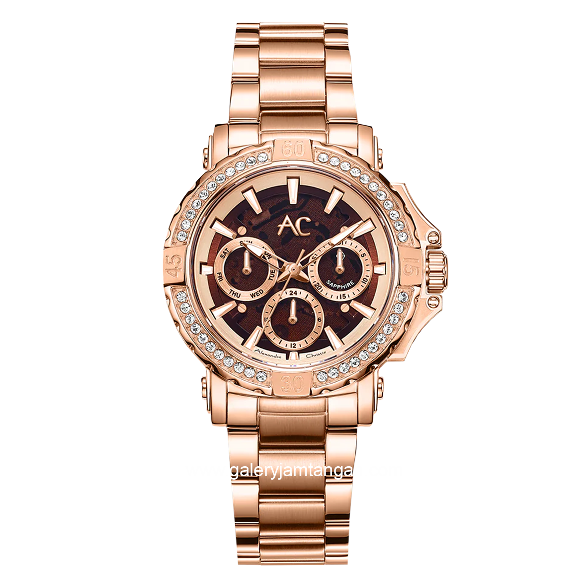 Alexandre Christie Collection AC 9205 BF Rosegold Dial Brown Stainless Steel Strap