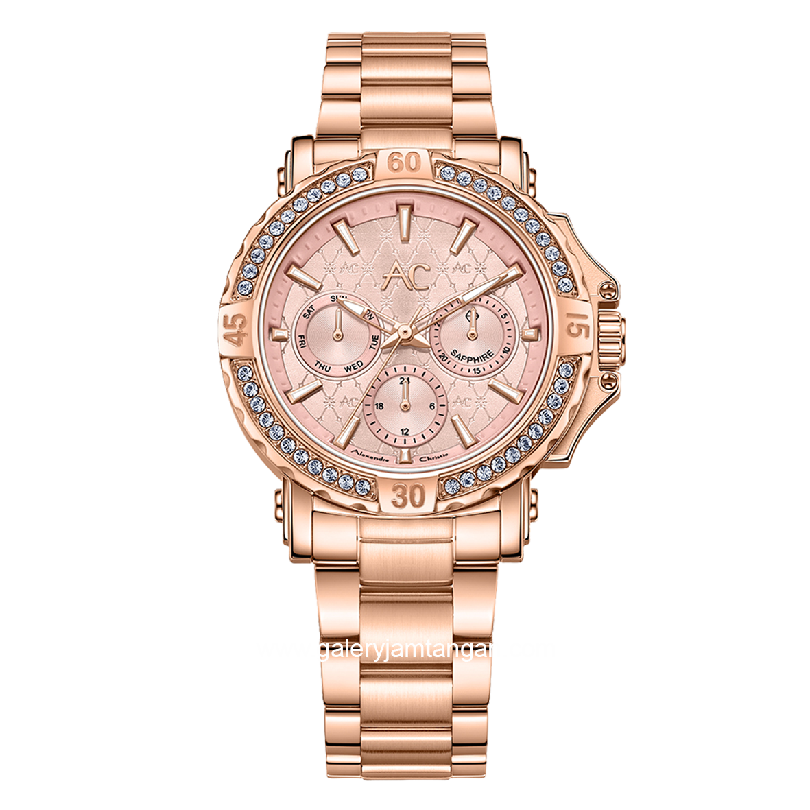 Alexandre Christie Collection AC 9205 BF Rosegold Dial Pink Stainless Steel Strap