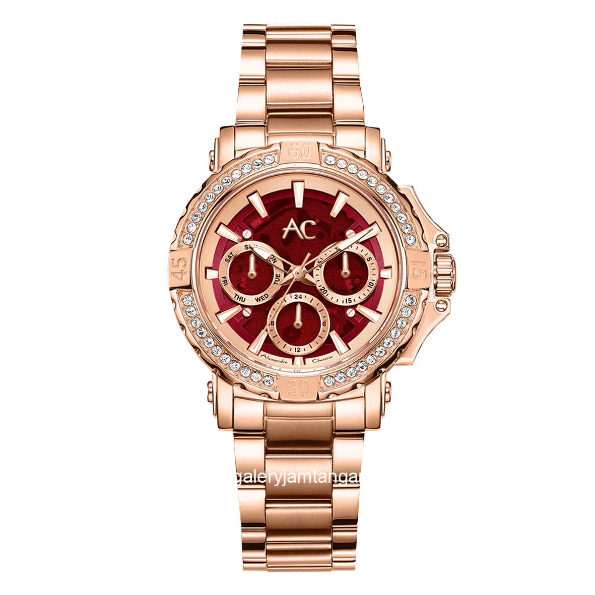 Alexandre Christie Collection AC 9205 BF Rosegold Dial Red Stainless Steel Strap