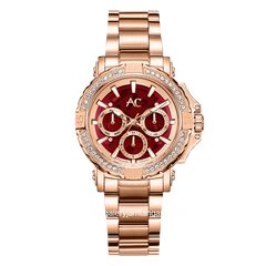 Alexandre Christie Collection AC 9205 BF Rosegold Dial Red Stainless Steel Strap