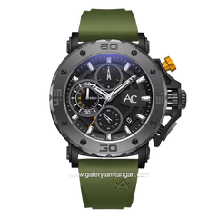 Alexandre Christie AC 9205 MC Collection Green Black Rubber Strap