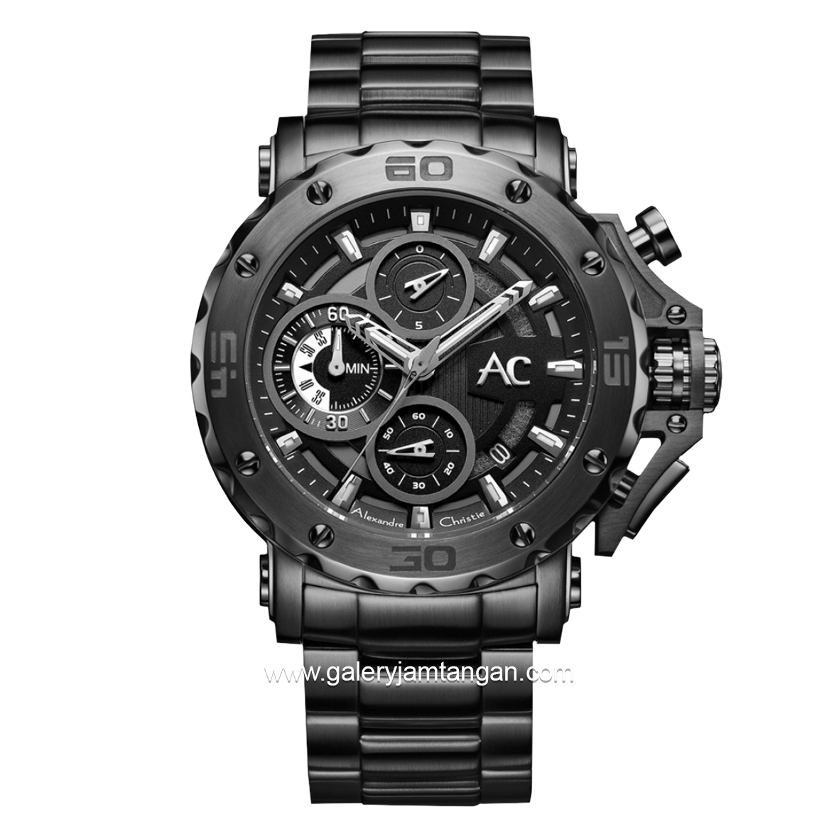 Alexandre Christie AC 9205 MC Black Chronograph Collection Stainless Steel
