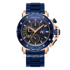 Alexandre Christie AC 9205 MCBURBU Blue Rosegold Chronograph Collection Stainless Steel