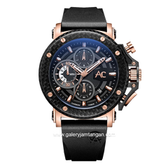 Alexandre Christie AC 9205 MC Carbon Black Rosegold Rubber Strap