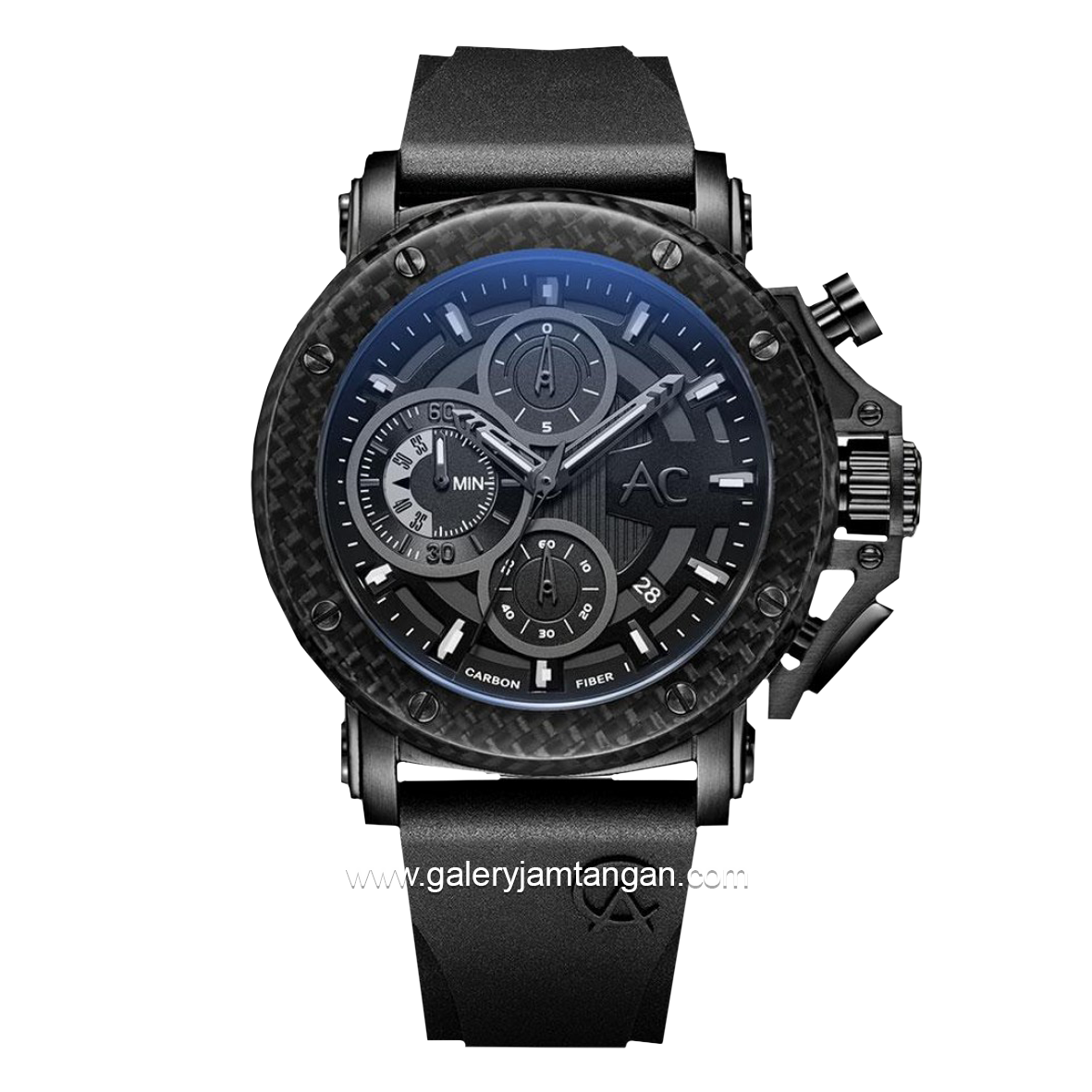 Alexandre Christie AC 9205 MC Carbon Black Rubber Strap