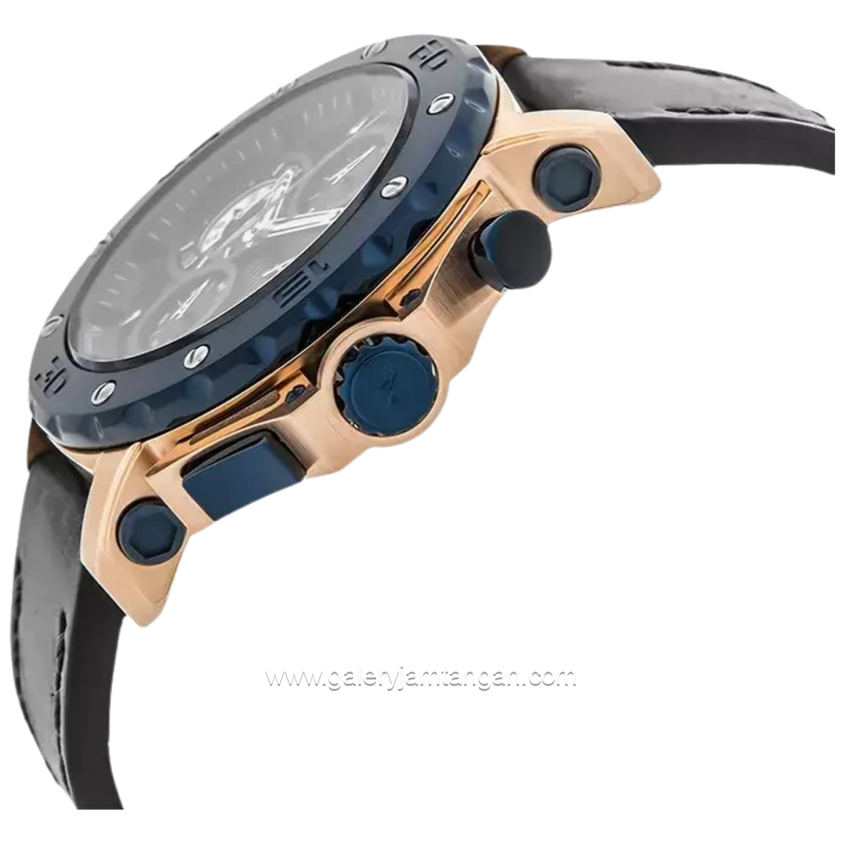 Alexandre Christie Collection AC 9205 MCLCABA Black Gold Leather Strap