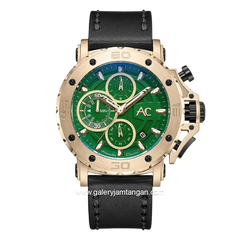 Alexandre Christie Collection AC 9205 MCLCAGN Black Gold Leather Strap