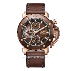 Alexandre Christie Collection AC 9205 MCLROBO Brown Rosegold Leather Strap