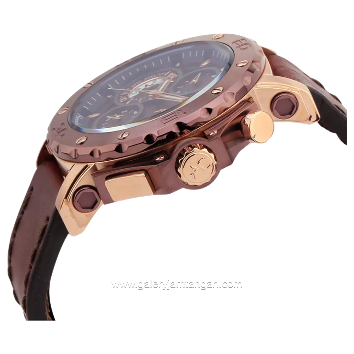 Alexandre Christie Collection AC 9205 MCLROBO Brown Rosegold Leather Strap