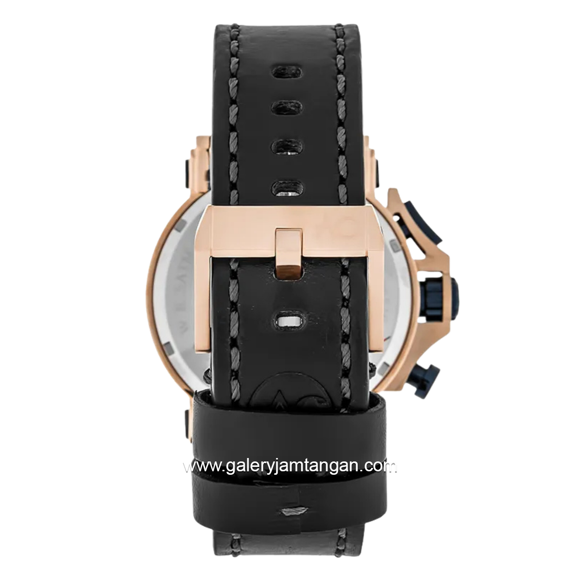 Alexandre Christie Collection AC 9205 MCLURBU Black Rosegold Ring Blue Leather Strap