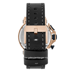Alexandre Christie Collection AC 9205 MCLURBU Black Rosegold Ring Blue Leather Strap