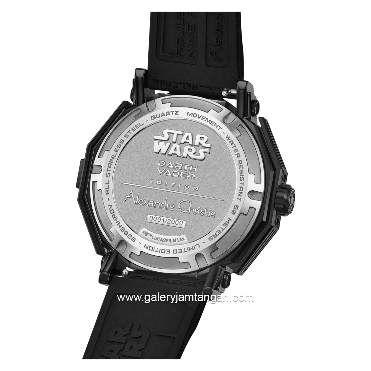 Alexandre Christie AC 9205 MH Star Wars Darth Vader Limited Edition Black Rubber Strap