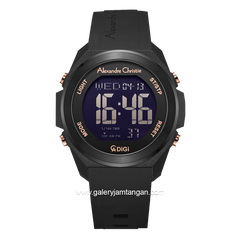 Alexandre Christie AC 9342 MH Black List Rosegold Rubber Strap