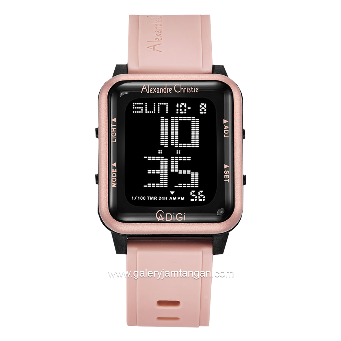 Alexandre Christie AC 9344 MH Pink Black Rubber Strap