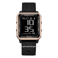 Alexandre Christie AC 9344 MH Black Rosegold Rubber Strap