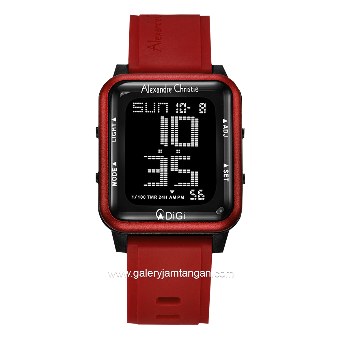 Alexandre Christie AC 9344 MH Red Black Rubber Strap