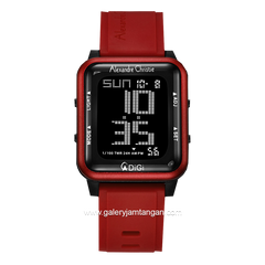 Alexandre Christie AC 9344 MH Red Black Rubber Strap