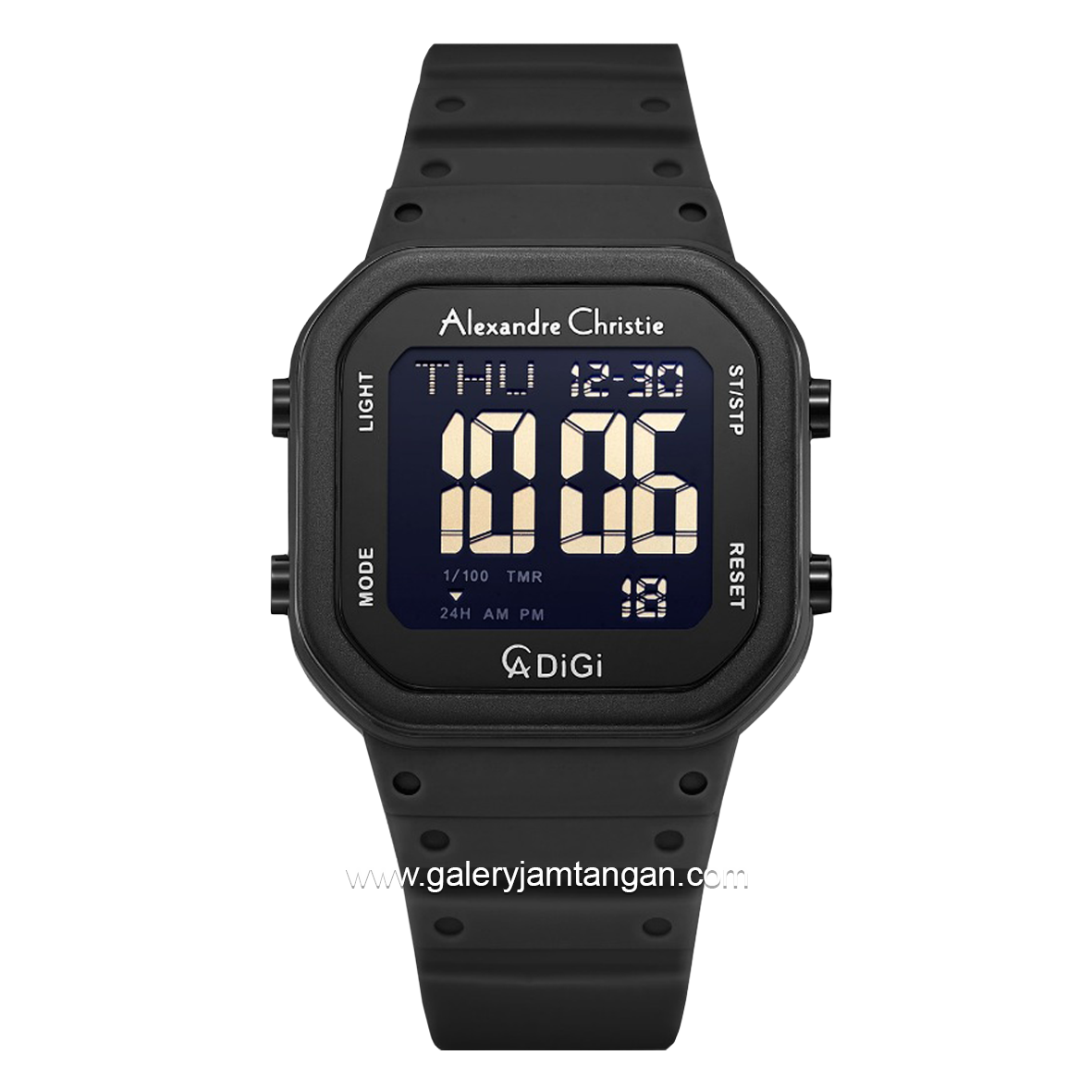 Alexandre Christie AC 9347 LH Full Black Digital Rubber Strap