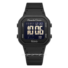 Alexandre Christie AC 9347 LH Full Black Digital Rubber Strap