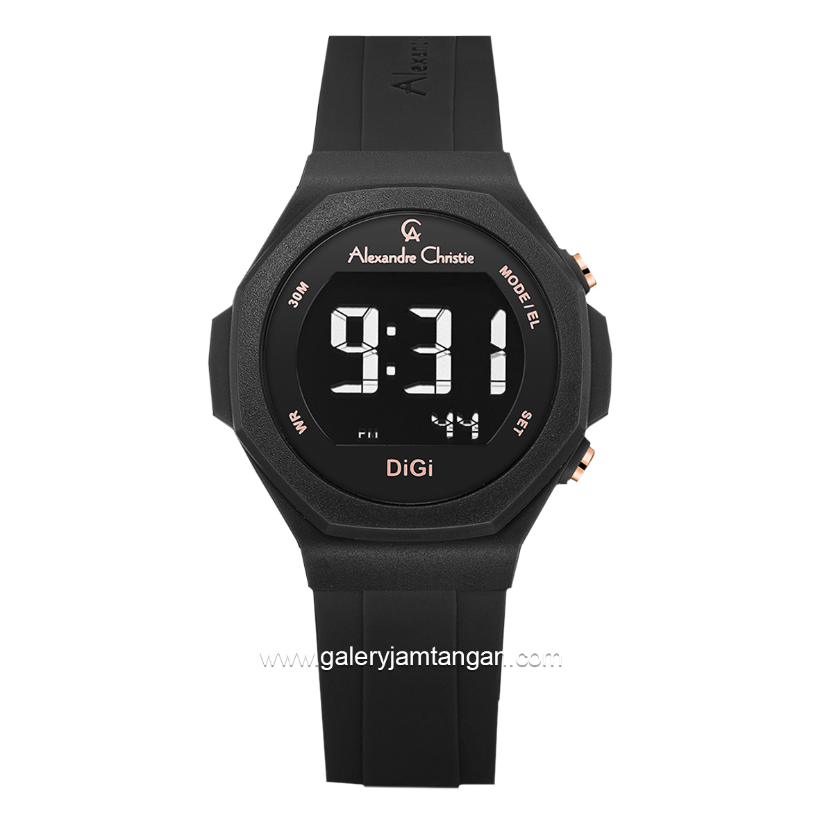 Alexandre Christie AC 9359 LH Digital Black List Rubber Strap