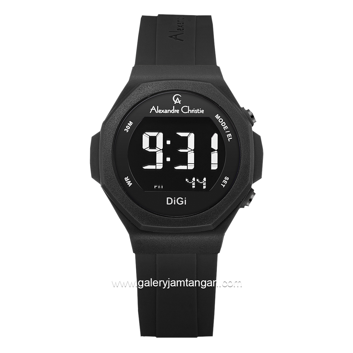 Alexandre Christie AC 9359 LH Digital Black Rubber Strap