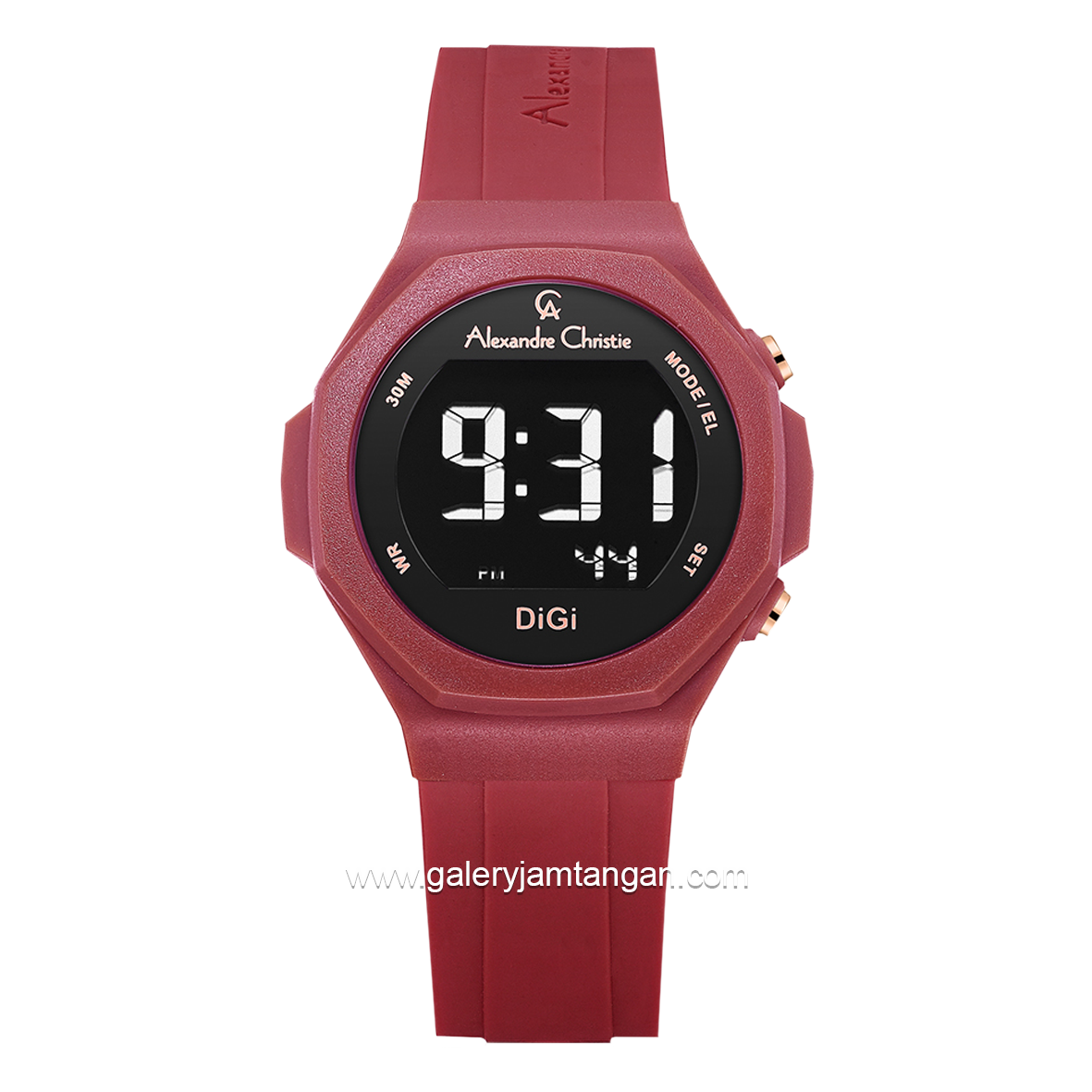 Alexandre Christie AC 9359 LH Digital Red Rubber Strap