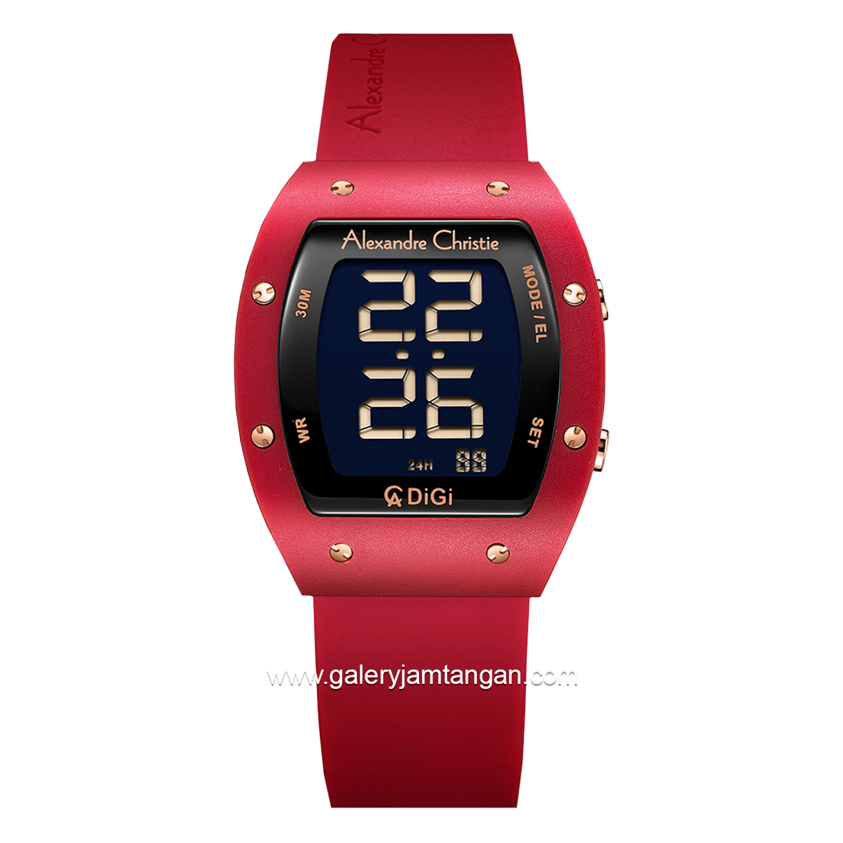 Alexandre Christie AC 9360 LH Digital Red Rubber Strap