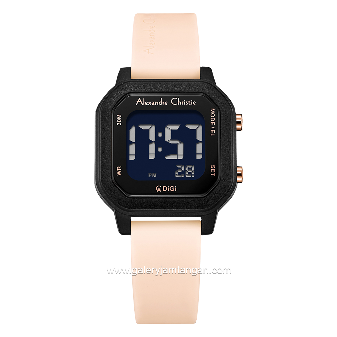 Alexandre Christie AC 9365 LH Digital Peach Black Rubber Strap