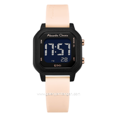 Alexandre Christie AC 9365 LH Digital Peach Black Rubber Strap